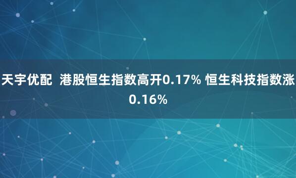 天宇优配  港股恒生指数高开0.17% 恒生科技指数涨0.16%