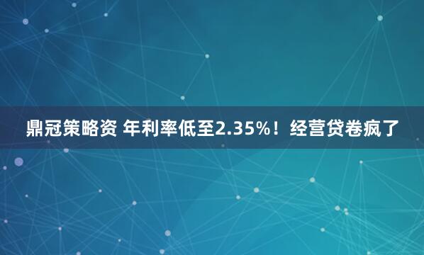 鼎冠策略资 年利率低至2.35%！经营贷卷疯了